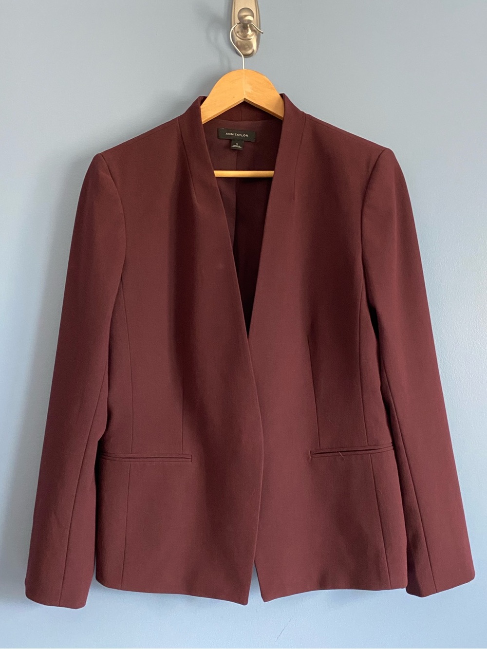 Ann Taylor Burgundy Collarless Women's Blazer